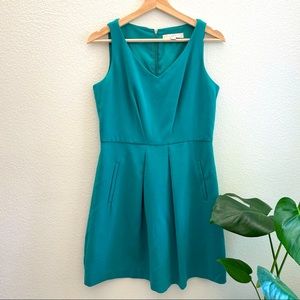 LOFT petite dress with pockets and gold zipper